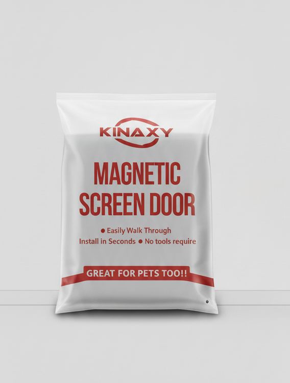 Kinaxy magnetic door net installed on a doorway